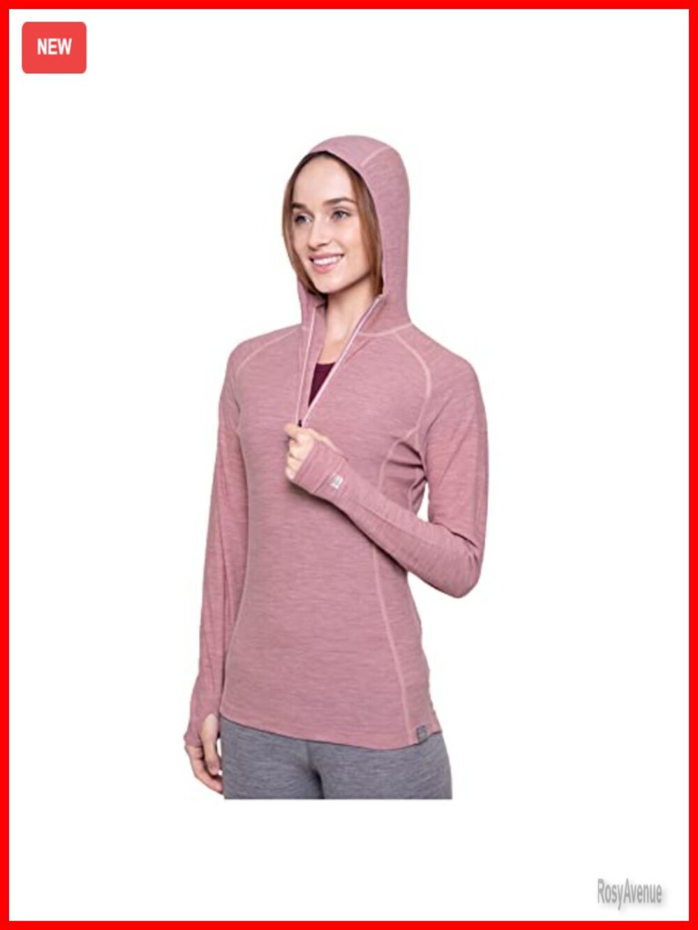 Merino Wool Base Layer Hoodie Half-Zip Long Sleeve Thermal